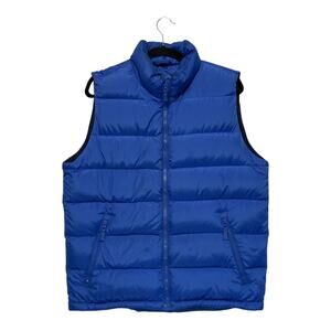 Lands' End Goose Down Full Zip Puffer Vest Men's Sz M Blue Outdoors Gorpcore